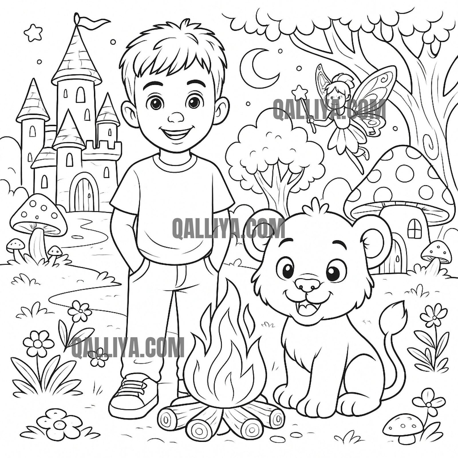 Illustration de coloriage sur le thème du monde féerique