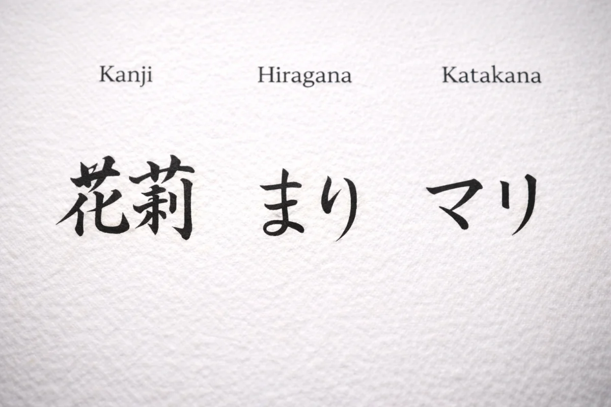 Calligraphie japonaise, kanji, hiragana, katakana, pinceau, encre, papier washi.